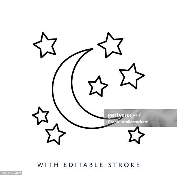 moon and star line icon editable stroke - moonlight vector stock illustrations