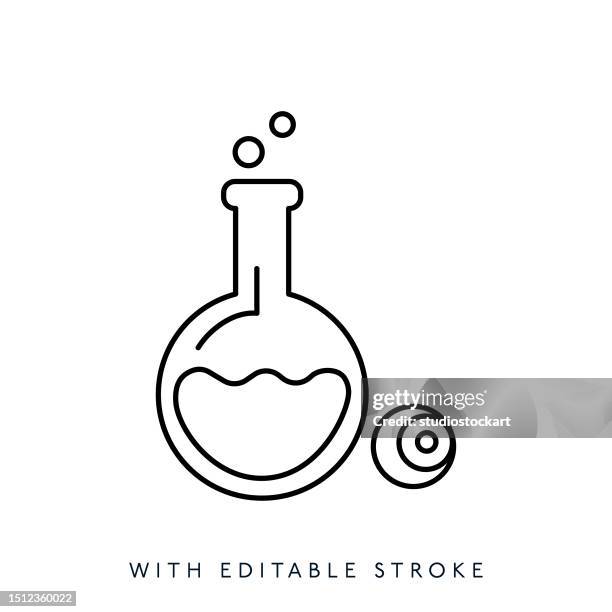laboratory beaker flat line icon with editable stroke. - water testing stock illustrations