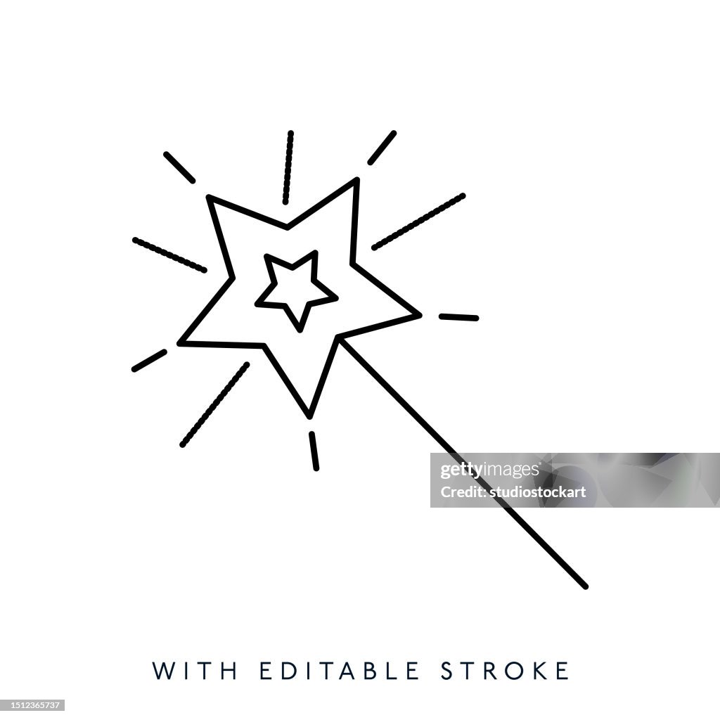 Magic wand line icon Editable Stroke