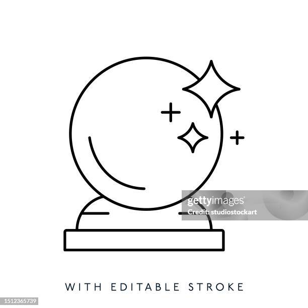 stockillustraties, clipart, cartoons en iconen met magic crystal ball line icon editable stroke - glazen bol