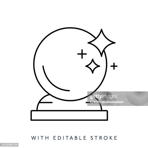 magic crystal ball line icon editable stroke - glass ball stock illustrations