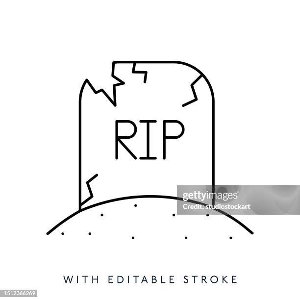 tombstone line icon. editable stroke - granite stock illustrations