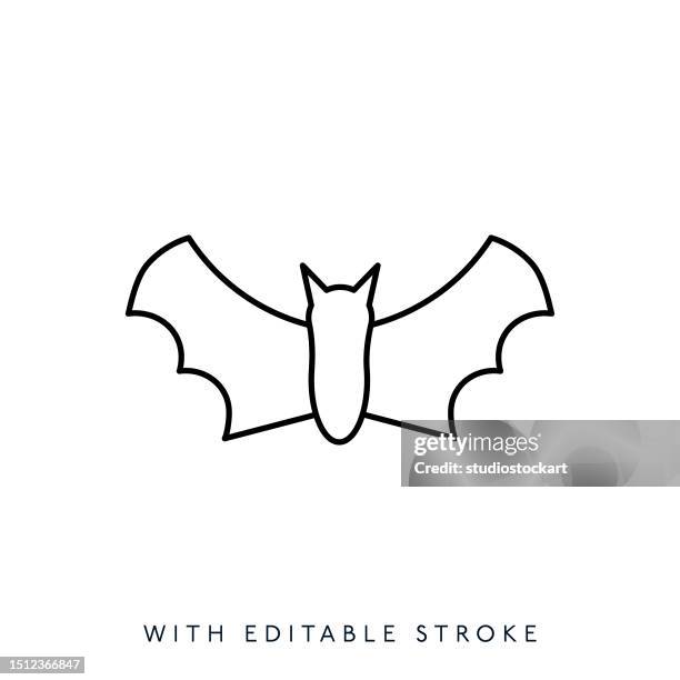 bat line icon editable stroke - vampire stock illustrations