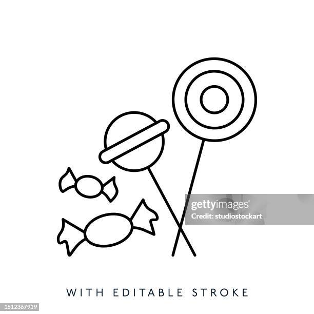 lollipop line icon .editable stroke - candy jar stock illustrations