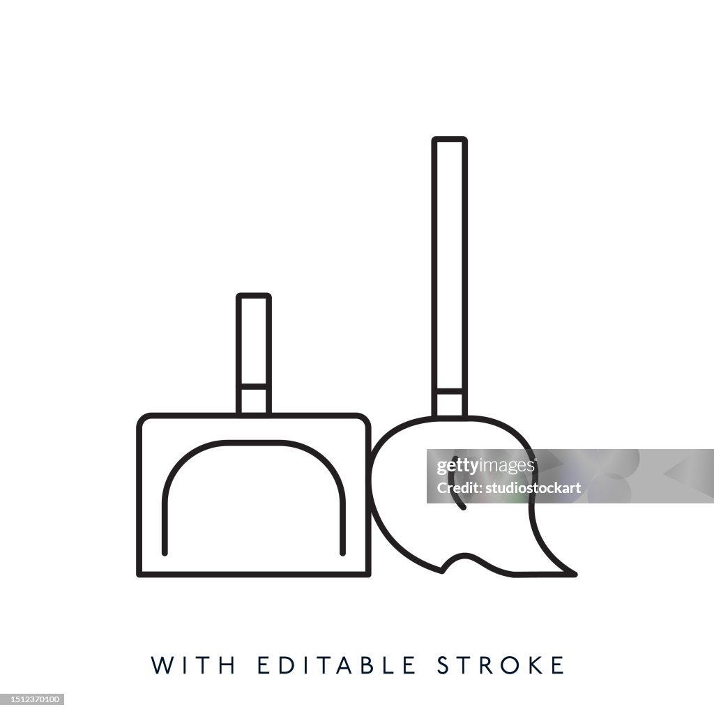 Scoop, bucket, brush line icon.Editable stroke