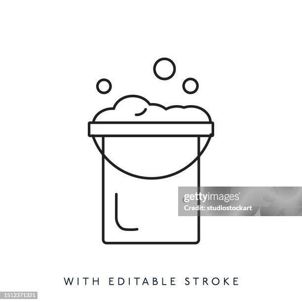mopping line icon editable stroke - commercial cleaning services stock illustrations