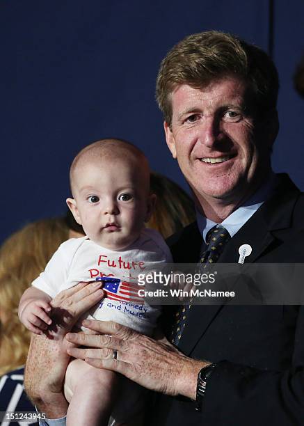 Representative Patrick Kennedywith son, Owen Patrick attend day one of the Democratic National Convention at Time Warner Cable Arena on September 4,...