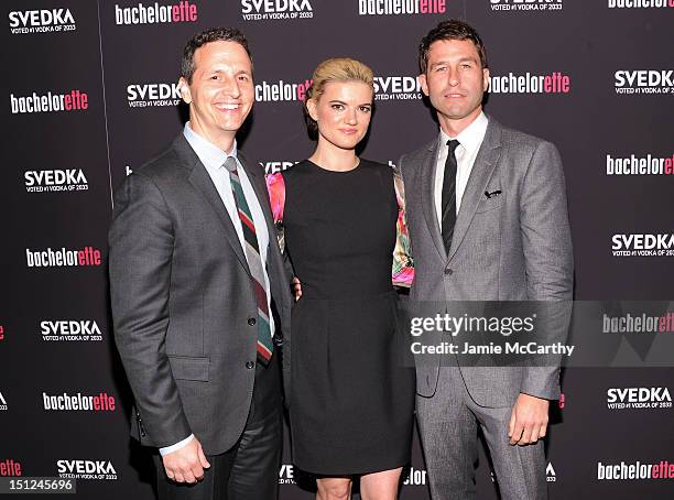 Tom Quinn, writer/director Leslye Headland and Jason Janego attend the "Bachelorette" New York Premiere at Landmark's Sunshine Cinema on September 4,...