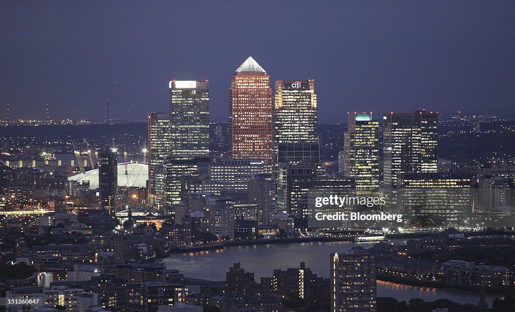 The Swiss Re Insurance building, also known as "the Gherkin" and the City Of London