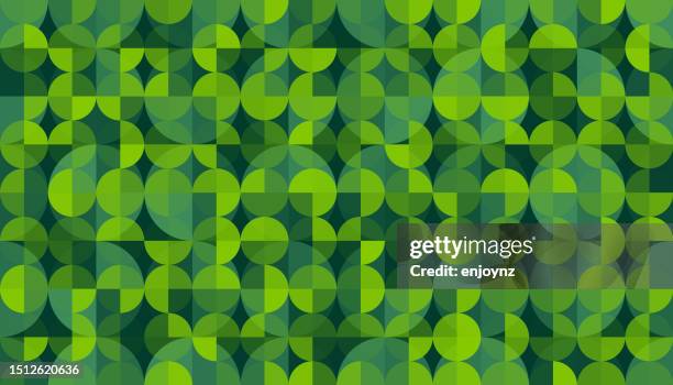 funky grünes abstraktes kreismuster im retro-stil - green background stock-grafiken, -clipart, -cartoons und -symbole