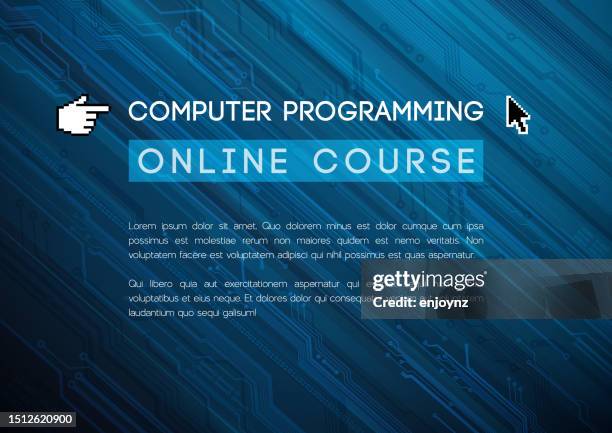 computer programming online course poster - virtual university class stock illustrations