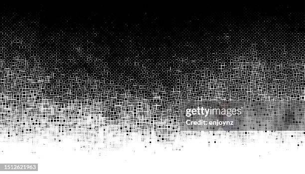 abstract black maze puzzle gradient vector background - myth vs fact infographic stock illustrations