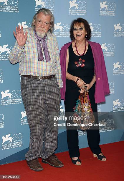 Actor Michael Lonsdale and actress Claudia Cardinale attends "O Gebo E A Sombra" Photocall during The 69th Venice Film Festival at the Palazzo del...