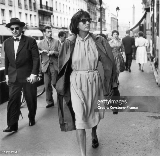 Greta Garbo walking through the streets of Paris on July 30, 1958 in Paris, France. Then aged 53, the star gave up the movies in 1941.