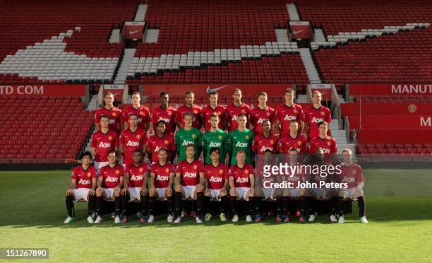 The Manchester United squad Federico Macheda, Phil Jones, Danny Welbeck, Bebe, Robin van Persie, Rio Ferdinand, Nick Powell, Michael Carrick, Darren...