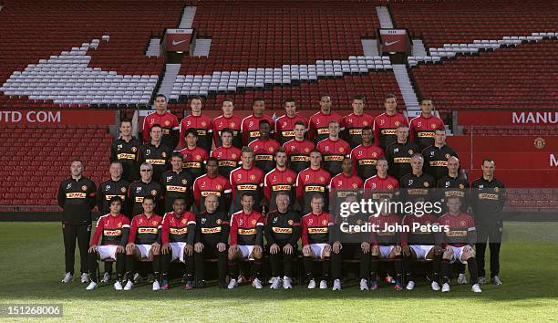 The Manchester United squad Chris Smalling, Jonny Evans, Phil Jones, Bebe, Robin van Persie, Rio Ferdinand, Michael Carrick, Nemanja Vidic, Federico...