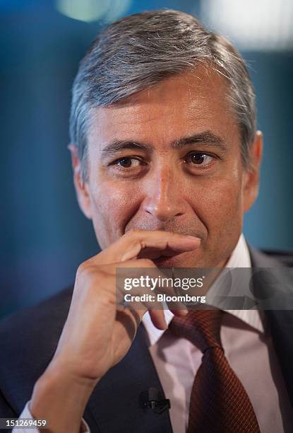 Jean-Philippe Courtois, president of Microsoft International, pauses during a Bloomberg Television interview in London, U.K., on Wednesday, Sept. 5,...