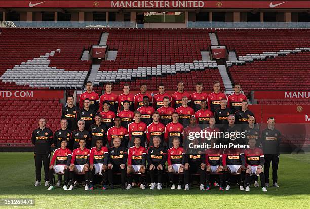 The Manchester United squad Chris Smalling, Jonny Evans, Phil Jones, Bebe, Robin van Persie, Rio Ferdinand, Michael Carrick, Nemanja Vidic, Federico...