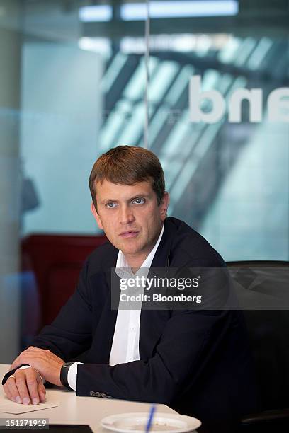 Ivan Tavrin, chief executive officer of OAO Megafon, pauses during an interview in London, U.K., on Wednesday, Sept. 5, 2012. OAO MegaFon, the...