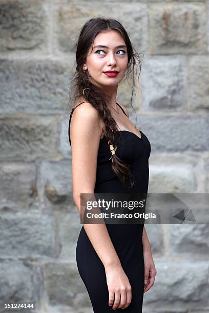 Actress Neslihan Atagul from the film 'Araf - Somewhere In Between' poses during the 69th Venice Film Festival at the Cinecitta Luce space on...