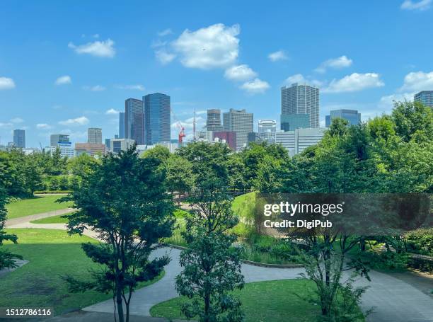 tokyo minato ward on sunny day - 景色　東京　空 ストックフォトと画像