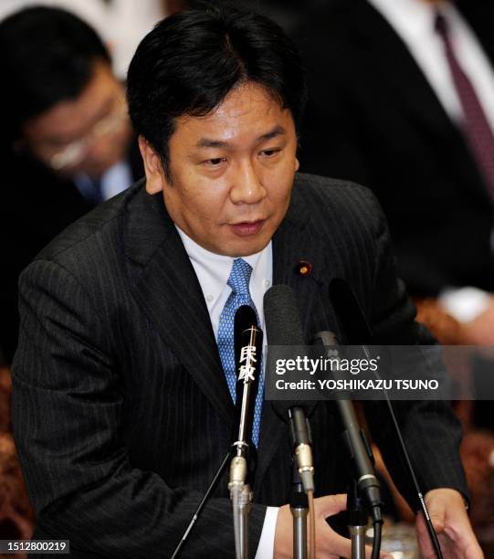 Yukio Edano, Japanese Chief Cabinet Secretary and acting foreign minister answers a question during the upper house's budget committee session at the...