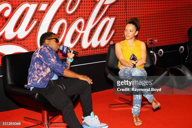 Singer Bobby V., is interviewed by on-air personality Loni Swain, in the WGCI-FM "Coca-Cola Lounge" in Chicago, Illinois on AUGUST 30 2012.