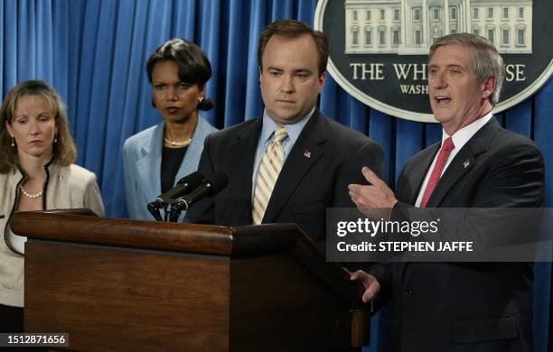 White House Chief of Staff Andrew Card and Press Secretary Scott McClellen brief the press as Frances Townsend , Chairman of Homeland Security...