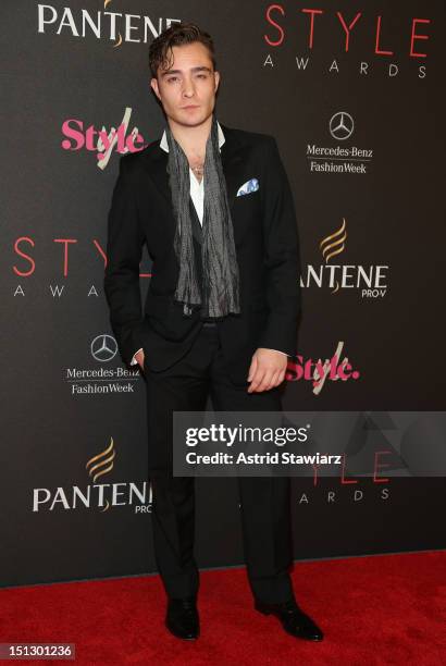 Actor Ed Westwick attends the 9th annual Style Awards during Mercedes-Benz Fashion Week at The Stage at Lincoln Center on September 5, 2012 in New...