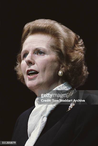 Conservative candidate Margaret Thatcher during the General Election campaign, UK, May 1987.