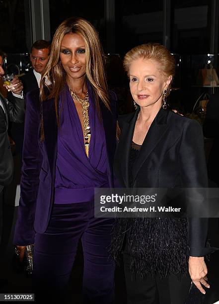 Model Iman and fashion designer Carolina Herrera attend the 9th annual Style Awards during Mercedes-Benz Fashion Week at The Stage Lincoln Center on...