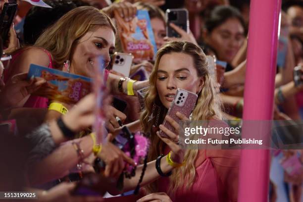 July 6 Mexico City, Mexico: Actress Margot Robbie attends the pink carpet for Barbie at Toreo Parque Central.