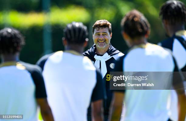 Mauricio Pochettino of Chelsea during a training session at Chelsea Training Ground on July 7, 2023 in Cobham, England.