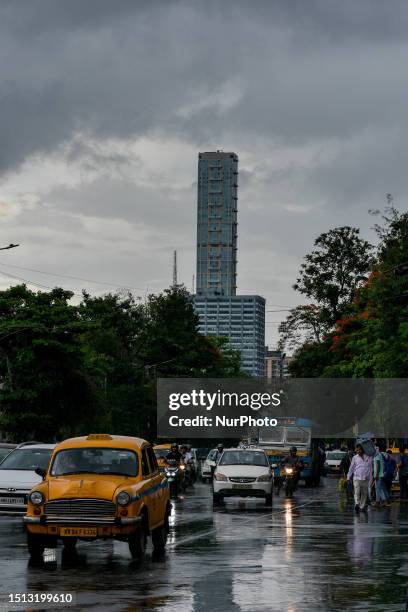 Rain clouds as seen in Kolkata , India , on 7 July 2023 .