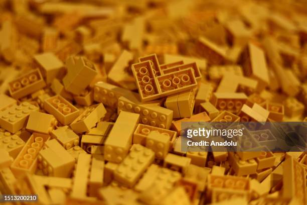 Lego bricks are seen at the exhibition in Gliwice, Poland on July 7, 2023. More than 100 Lego models is presented on the exhibition named "Invasion...