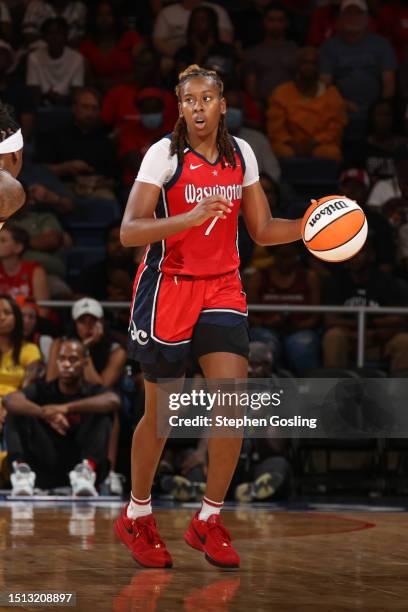 Ariel Atkins of the Washington Mystics goes to the basket during the game on July 7, 2023 at Entertainment and Sports Arena in Washington, D.C. NOTE...