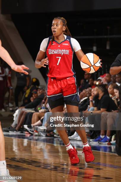 Ariel Atkins of the Washington Mystics goes to the basket during the game on July 7, 2023 at Entertainment and Sports Arena in Washington, D.C. NOTE...