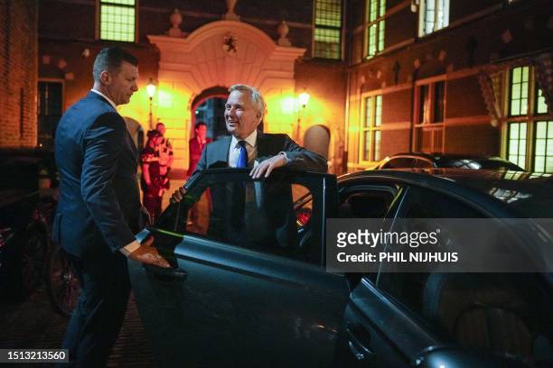 Outgoing Netherlands' State Secretary for Justice and Security Eric van der Burg , leaves after an extra cabinet meeting following the collapse of...
