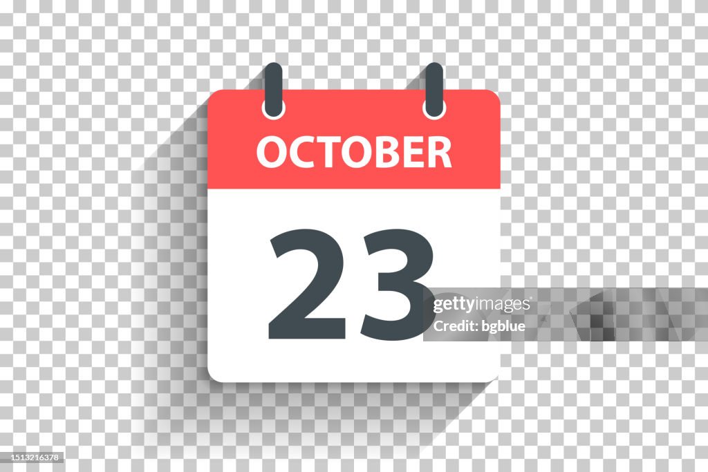 23. Oktober - Tageskalendersymbol im flachen Designstil auf leerem Hintergrund