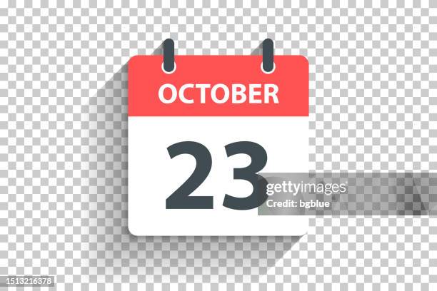23. oktober - tageskalendersymbol im flachen designstil auf leerem hintergrund - oktober stock-grafiken, -clipart, -cartoons und -symbole