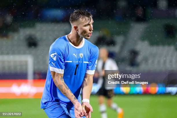 Eden Karzev of Israel looks on during the UEFA Under-21 Euro 2023 group C match between Germany and Israel on June 22, 2023 in Kutaisi, Georgia.