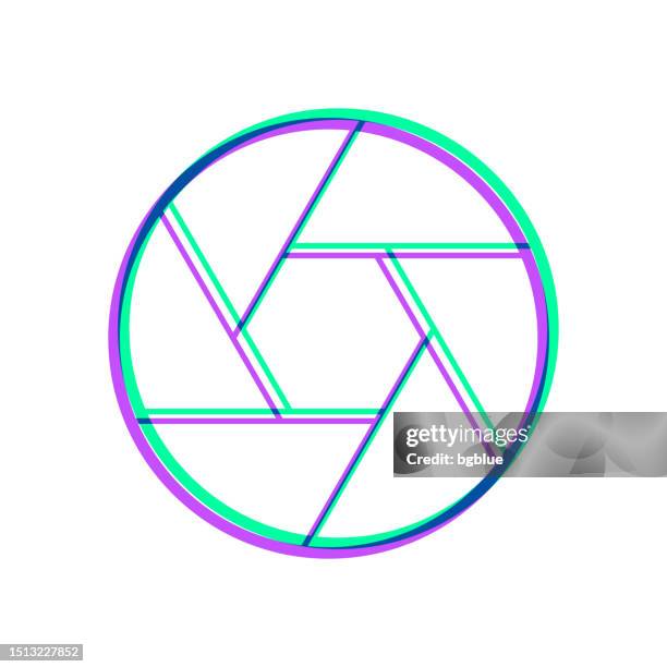 camera shutter. icon with two color overlay on white background - double exposure tech stock illustrations