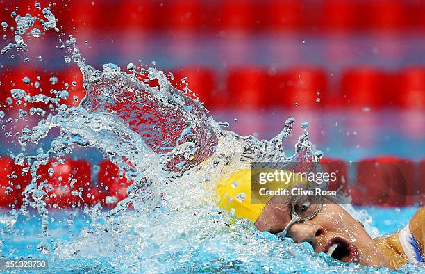 Jacqueline Freney of Australia competes in the Women's 400m Freestyle - S7 heat 2on day 8 of the London 2012 Paralympic Games at Aquatics Centre on...