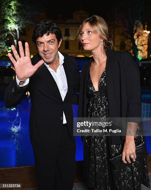 Pierfrancesco Favino and Anna Ferzetti attend the "Ciak"magazine party at Lancia Cafe during the 69th Venice Film Festival on September 5, 2012 in...