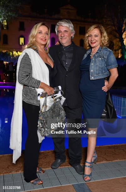 Simona Izzo, Ricky Tognazzi and Monica Scattini attend the "Ciak" magazine party at Lancia Cafe during the 69th Venice Film Festival on September 5,...