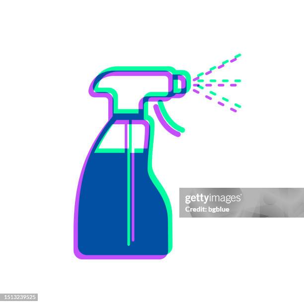 cleaning spray bottle. icon with two color overlay on white background - spray bottle on white stock illustrations