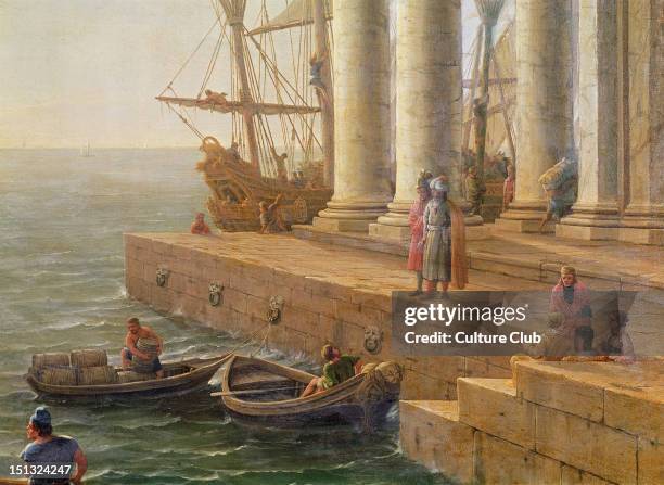 Harbour scene, detail from 'Departure of Ulysses from the land of the Feaci', 1646