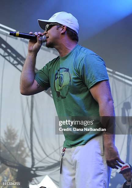 Singer/guitarist Kyle McDonald of Slightly Stoopid peforms at Marymoor Amphitheater on September 5, 2012 in Redmond, Washington.