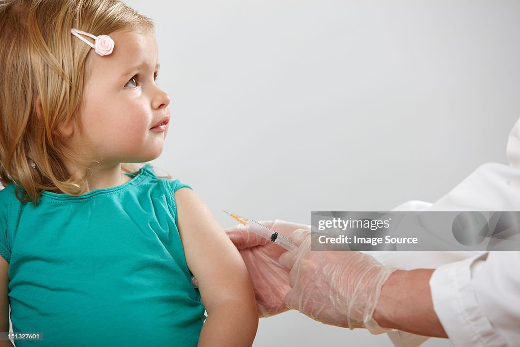 Girl having injection