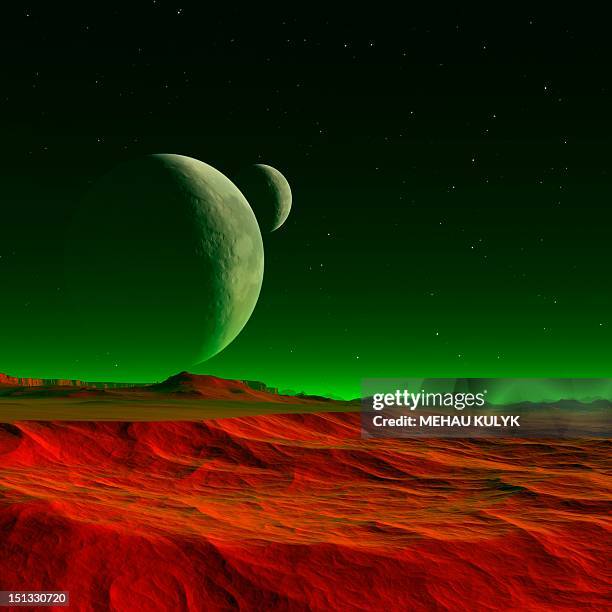 stockillustraties, clipart, cartoons en iconen met alien planet, artwork - arid climate